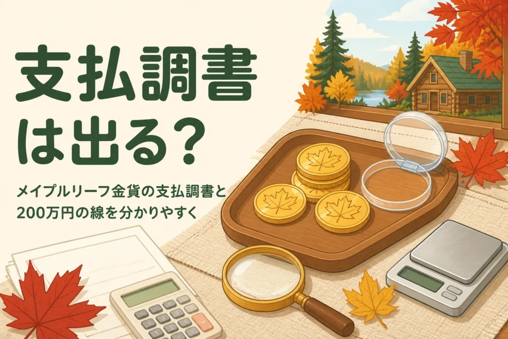 メイプルリーフ金貨の支払調書を表したアイキャッチ