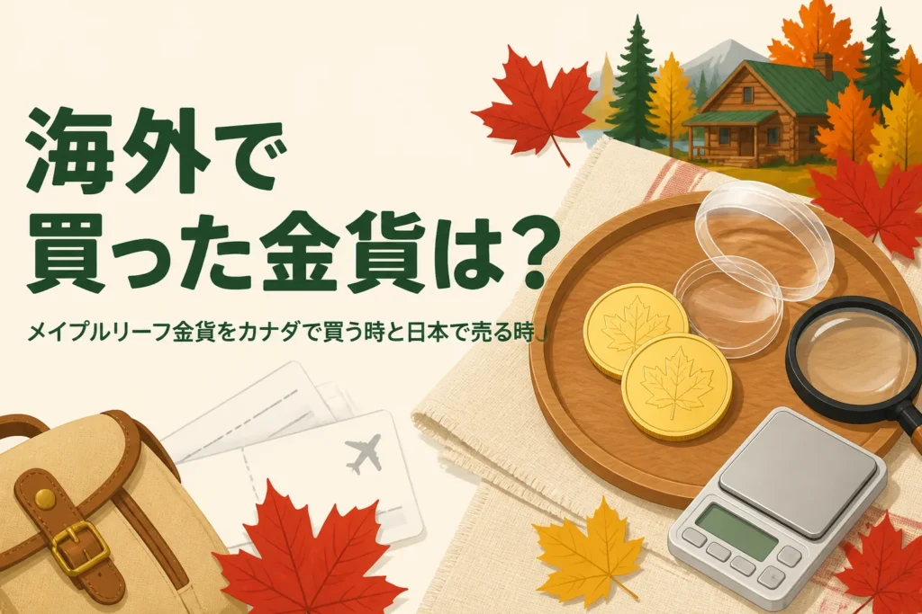 メイプルリーフ金貨をカナダで買う場面を表したアイキャッチ
