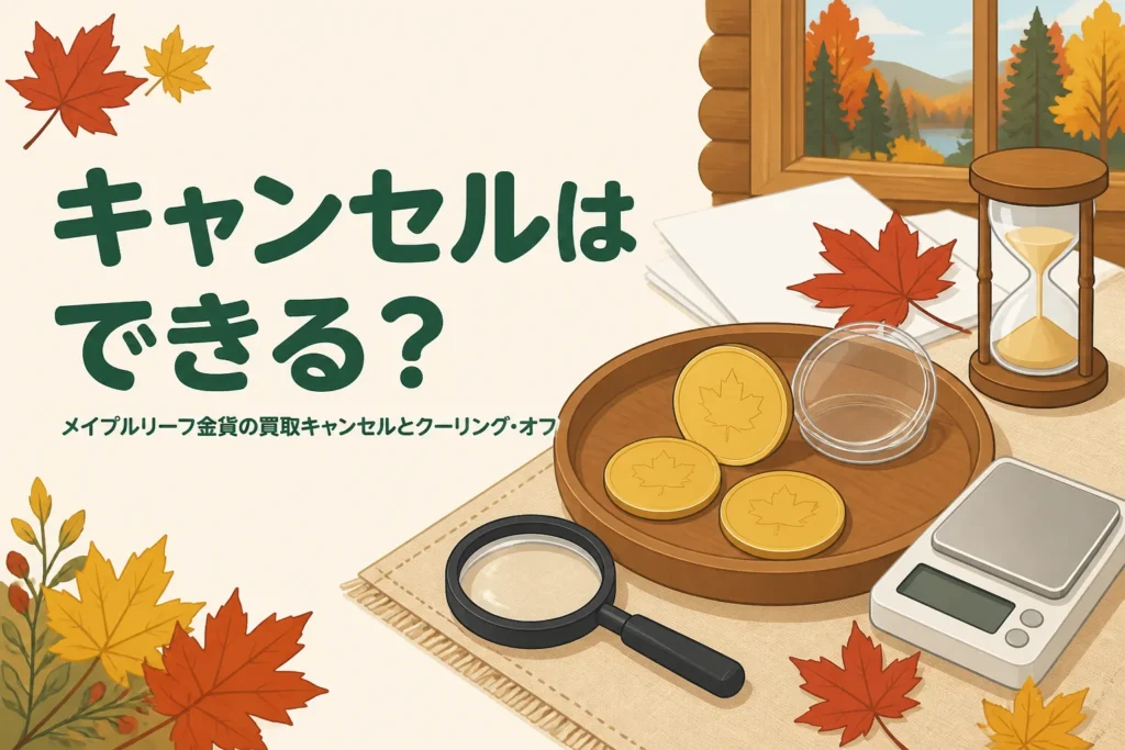 メイプルリーフ金貨の買取のキャンセルを表したアイキャッチ