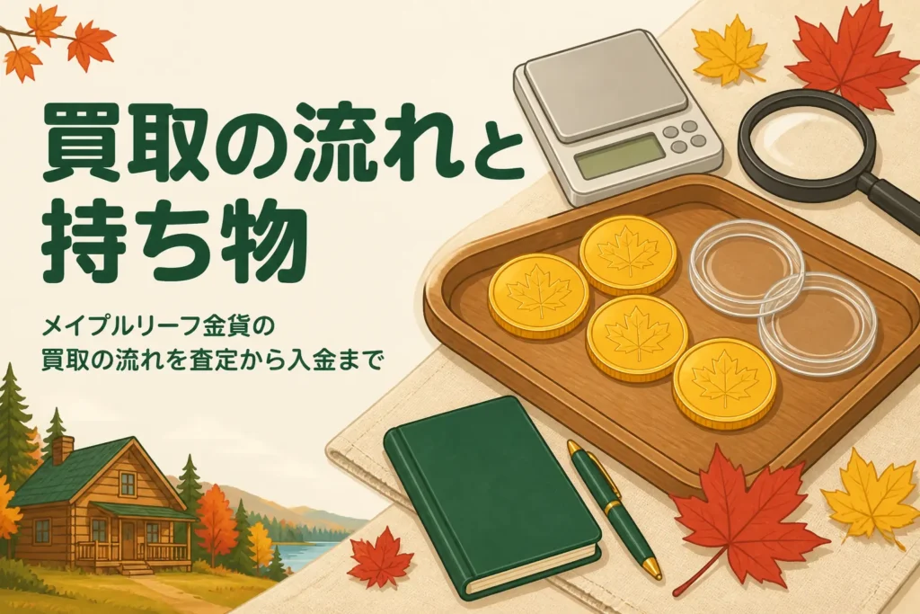 メイプルリーフ金貨の買取の流れを表したアイキャッチ