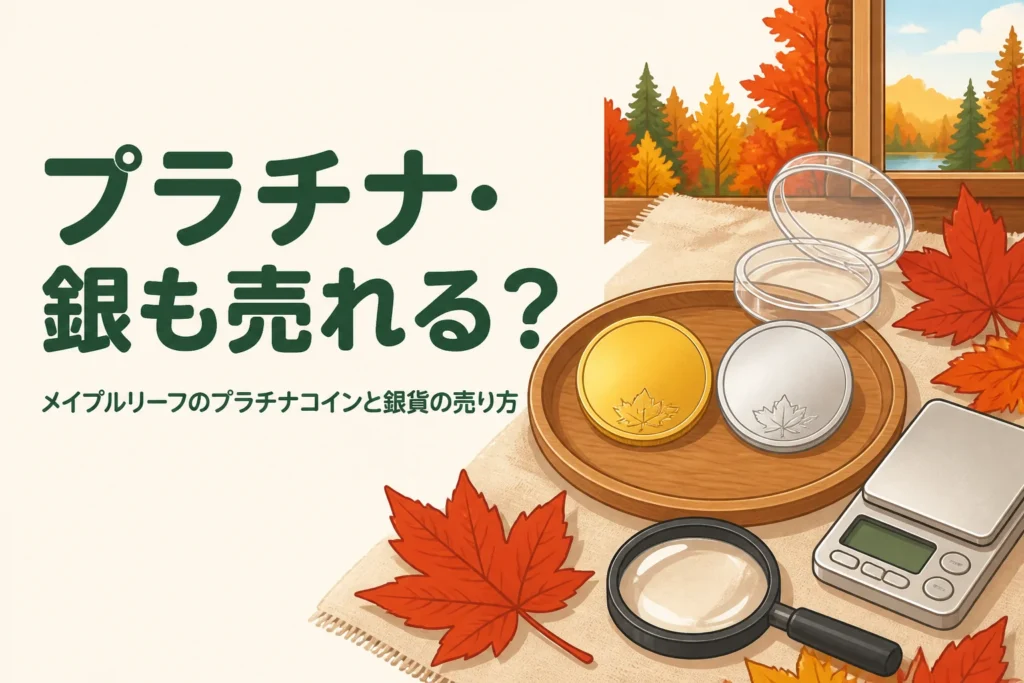 メイプルリーフのプラチナコインや銀貨の売り方を表したアイキャッチ