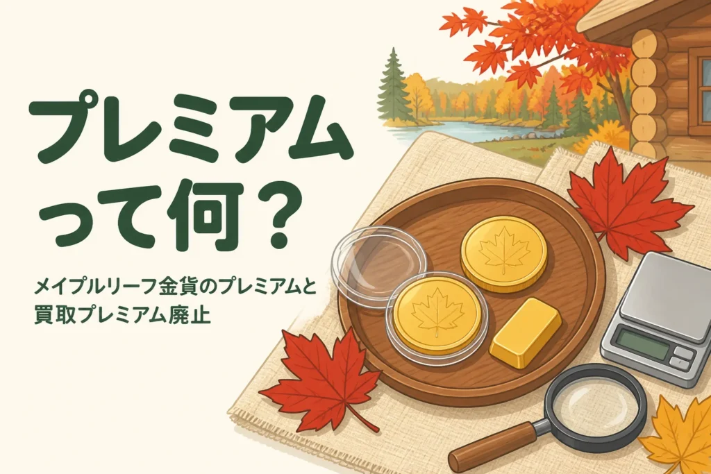 メイプルリーフ金貨のプレミアムと買取プレミアム廃止を解説する記事のアイキャッチ