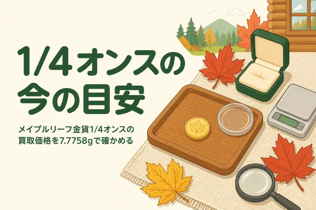 メイプルリーフ金貨1/4オンスの買取価格の目安を表すアイキャッチ