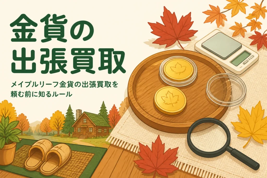 メイプルリーフ金貨の出張買取を表したアイキャッチ