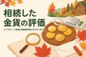 相続したメイプルリーフ金貨の相続税評価を表したアイキャッチ