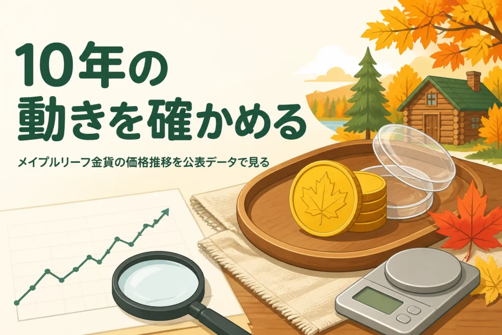 メイプルリーフ金貨の価格推移を公表データで確かめる記事のアイキャッチ