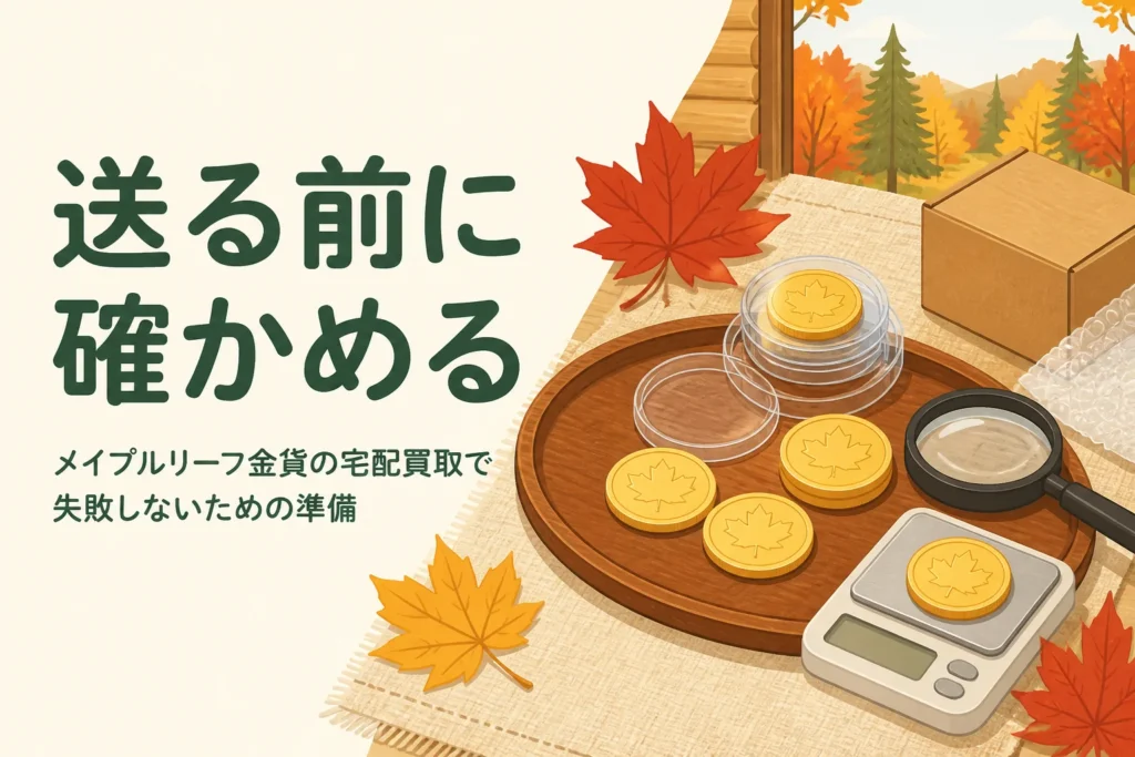 メイプルリーフ金貨の宅配買取の準備を表すアイキャッチ