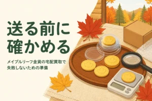 メイプルリーフ金貨の宅配買取の準備を表すアイキャッチ