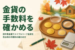 田中貴金属でメイプルリーフ金貨を売る時の手数料を表すアイキャッチ