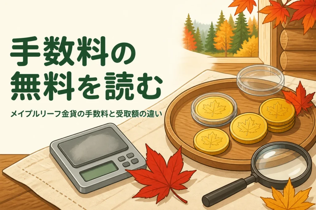メイプルリーフ金貨の手数料を表したアイキャッチ