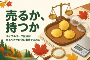 メイプルリーフ金貨を売るべきか持つべきかを表したアイキャッチ